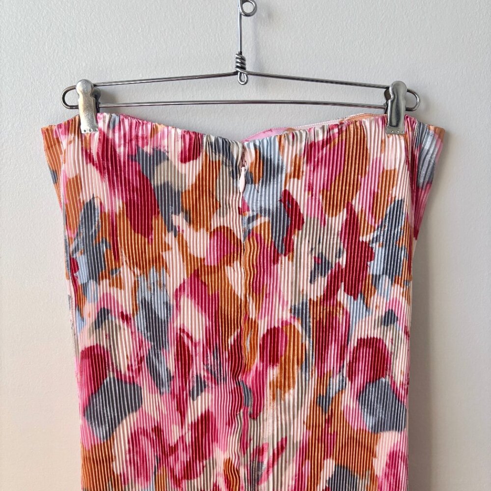 NWT A&F Giselle Pleat Release Satin Midi Dress Pink Pattern Multicolor Medium - Picture 10 of 15